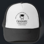 Zahnärztliche Zahnärztestube Graduate Black Truckerkappe<br><div class="desc">Dieser Abschluss in der Schwarzen Schule,  der für den Zahnarztabschluss 2025 einen Zahn trägt,  der eine Abstufungshülle trägt. Passen Sie sich mit Ihrem geschlossen Jahr an für ein großes personalisiertes Geschenk für Zahnheilkunde,  Kieferorthopädie oder Zahnarzt Abschluss.</div>