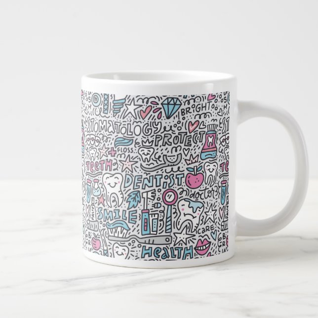 Zahnarztmuster für Cartoon Jumbo-Tasse (Rechts)