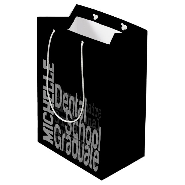 Zahnarztschule Extraordinaire CUSTOM Mittlere Geschenktüte (Rückseite Schrägansicht)