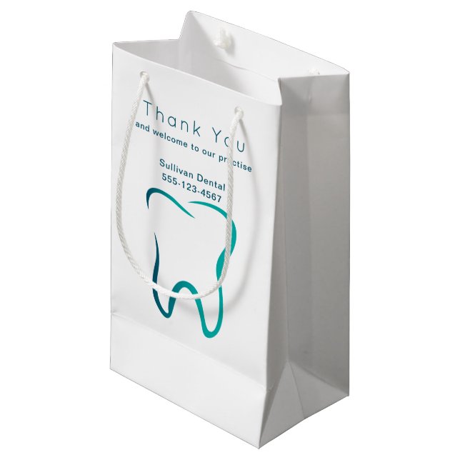 Zahnarztzahnärzte Medizinische Klinik Kleine Geschenktüte (Vorderseite Schrägansicht)