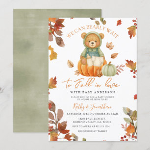 Zahnbärenfall in Liebe Pumpkin Baby Dusche Einladung