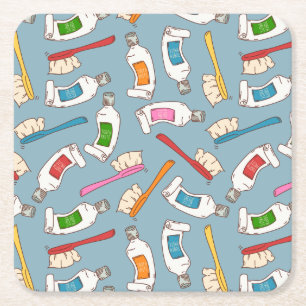 Zahnbürste-u. Zahnpasta-Muster Rechteckiger Pappuntersetzer