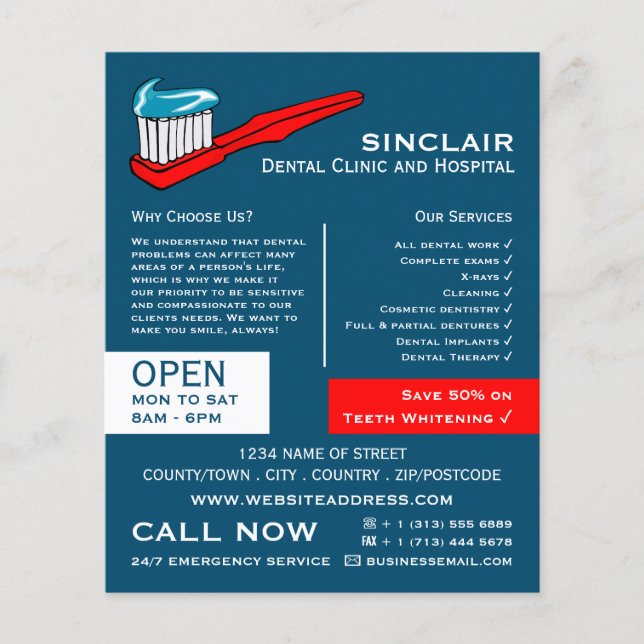 Zahnbürste und Zahnpasta, Zahnmedizin, Zahnarztwer Flyer (Vorne)