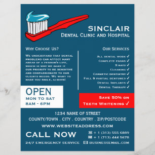 Zahnbürste und Zahnpasta, Zahnmedizin, Zahnarztwer Flyer