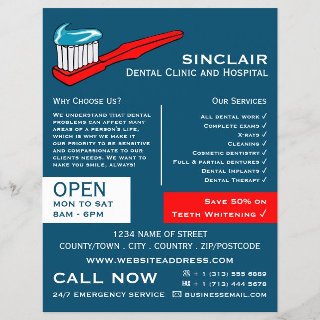 Zahnbürste und Zahnpasta, Zahnmedizin, Zahnarztwer Flyer (Vorne)