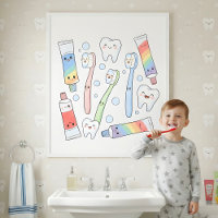 Zahnbürsten-Party Kinder Badezimmer Wandkunst