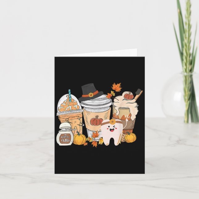 Zähne Kaffee Herbst Zahnmedizin Kürbis-Latte Zahna Karte (Vorderseite)