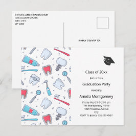 Zähne und Tools Zahnmuster-Abschluss Einladungspostkarte