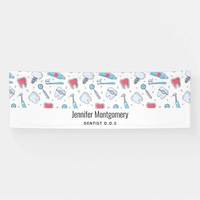 Zähne und Werkzeuge - Dental Pattern Business Banner (Horizontal)