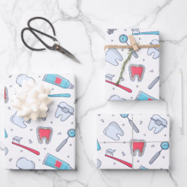 Zähne und Werkzeuge Zahnmuster Geschenkpapier Set