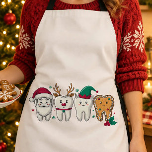 Zähne Weihnachten Zahnarzt Santa Rentiere Hygienik Schürze