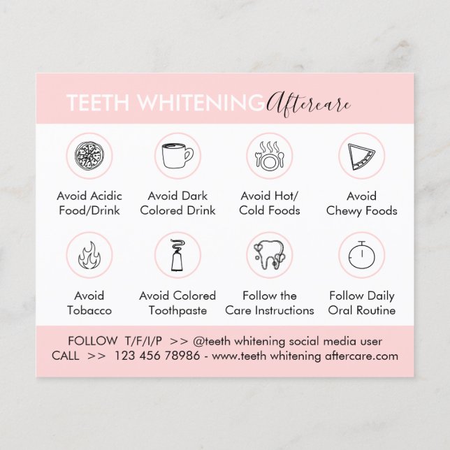 Zähne Whitening Aftercare Instruction Tipps (Rückseite)
