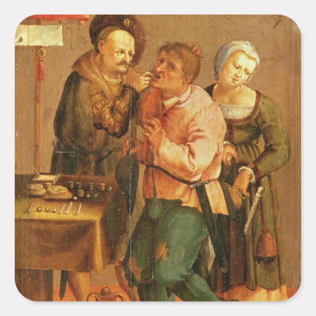 Zahnertrag Quadratischer Aufkleber (Vorderseite)