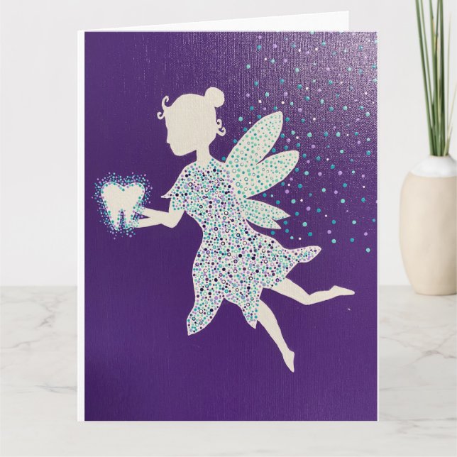 Zahnfairy in Lila Dankeskarte (Vorderseite)