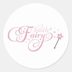 Zahnfee pink runder aufkleber