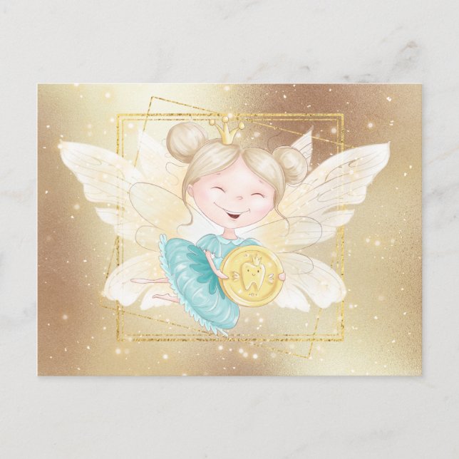 Zahnfee | Prinzessin Goldzahn Postkarte (Vorderseite)