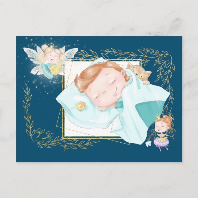 Zahnfee | Prinzessin mit Zahngoldmünze Postkarte (Vorderseite)