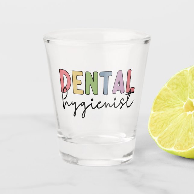 Zahnhygienischer RDH Registered Dental Hygienic Schnapsglas (Vorderseite)