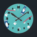 Zahninstrumente Nahtloses Muster Runde Wanduhr<br><div class="desc">Runde,  nummerierte Uhr mit einem bezaubernden Zahnarztmuster.</div>