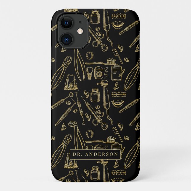Zahnmedizin Art Gold Muster Monogram Case-Mate iPhone Hülle (Rückseite)