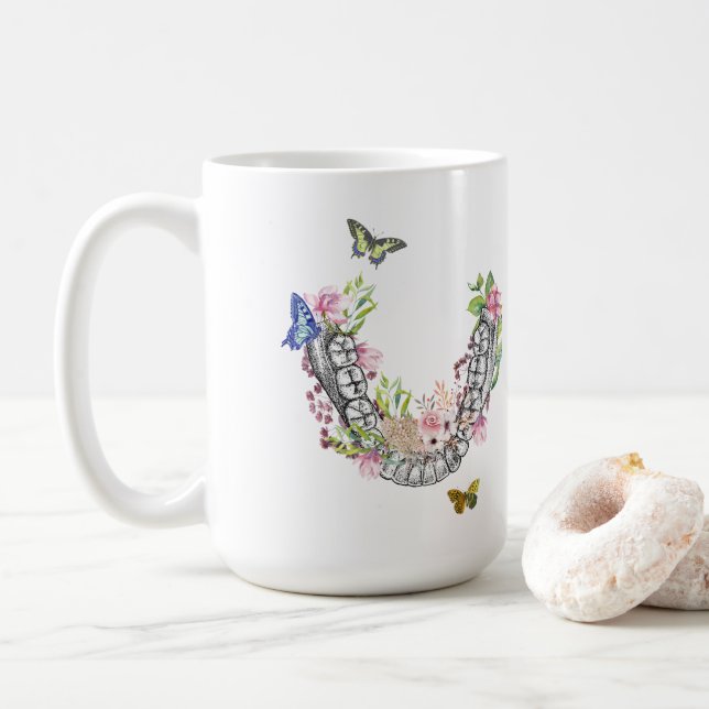 Zahnmedizinische Anatomie-BlumenTassen-Geschenk Kaffeetasse (Mit Donut)