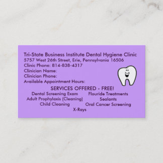 Zahnmedizinische Tristatehygiene Visitenkarte