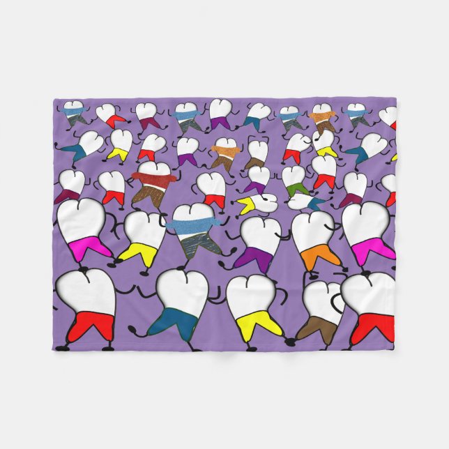 Zahnmedizinische Zahn-Kunst-Fleece-Decke lila Fleecedecke (Vorderseite (Horizontal))