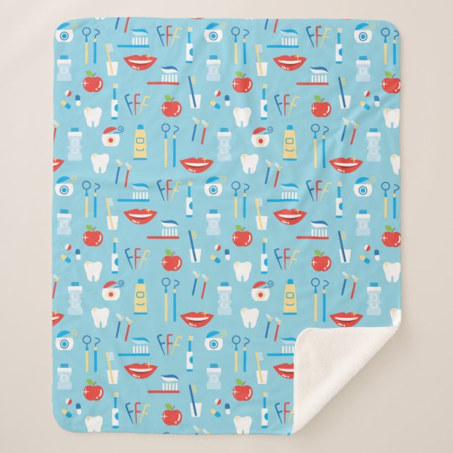 Zahnmedizinisches blaues Muster Sherpadecke (Vorderseite)