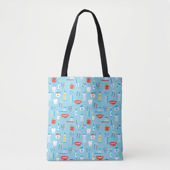 Zahnmedizinisches blaues Muster Tasche (Vorderseite)