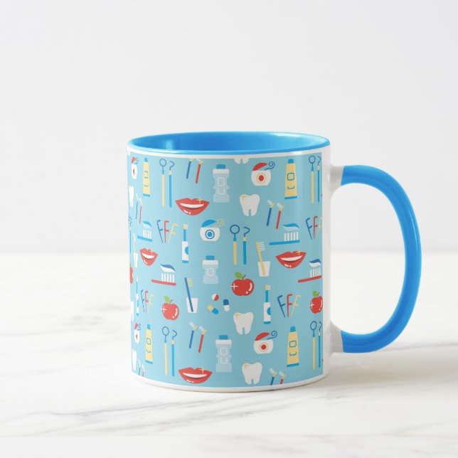 Zahnmedizinisches blaues Muster Tasse (Rechts)