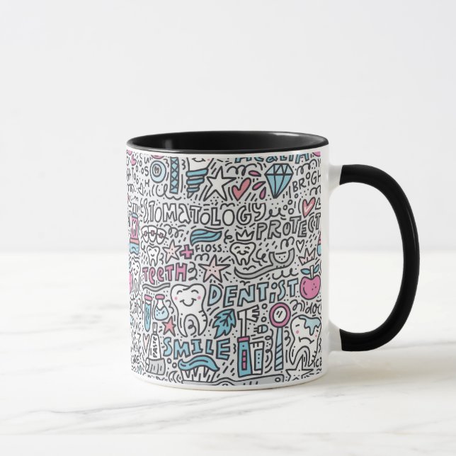 Zahnmedizinisches Cartoon-Muster Tasse (Rechts)