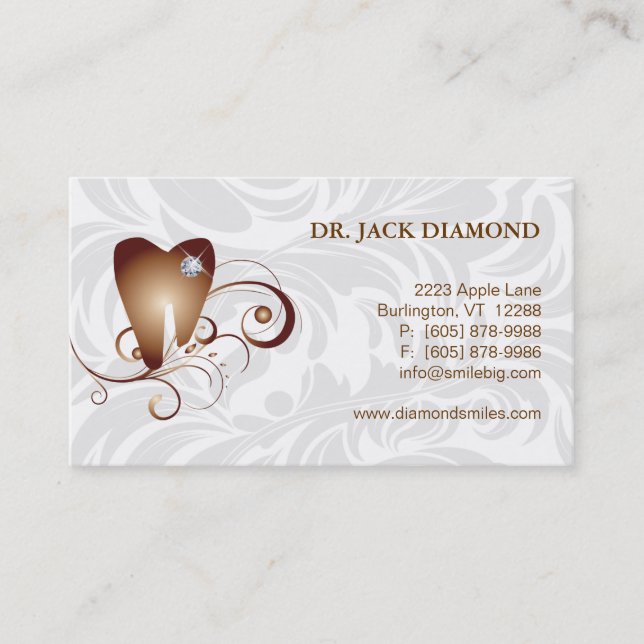Zahnmedizinisches Visitenkarte-Diamant-Zahn-Logo Terminkarte (Vorderseite)