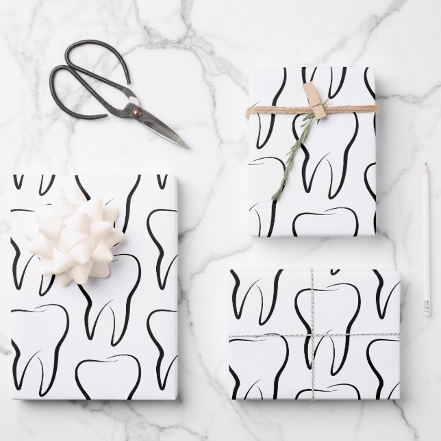 Zahnmedizinisches Zahnarztmuster Geschenkpapier Set (Vorderseite)