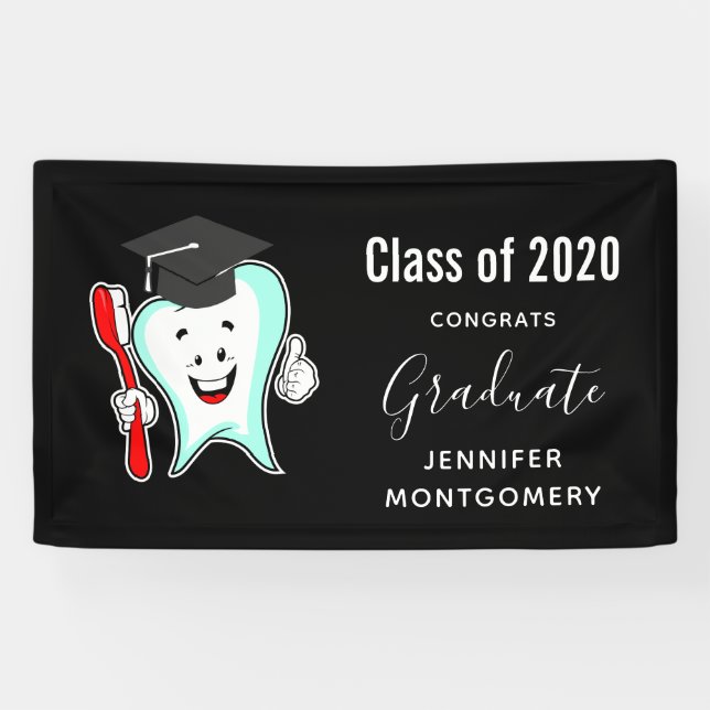 Zahnpflege Happy Tooth mit Toothbrush-Abschluss Banner (Horizontal)