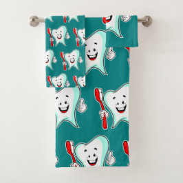 Zahnpflege - Happy Tooth mit Toothbrush Badhandtuch Set