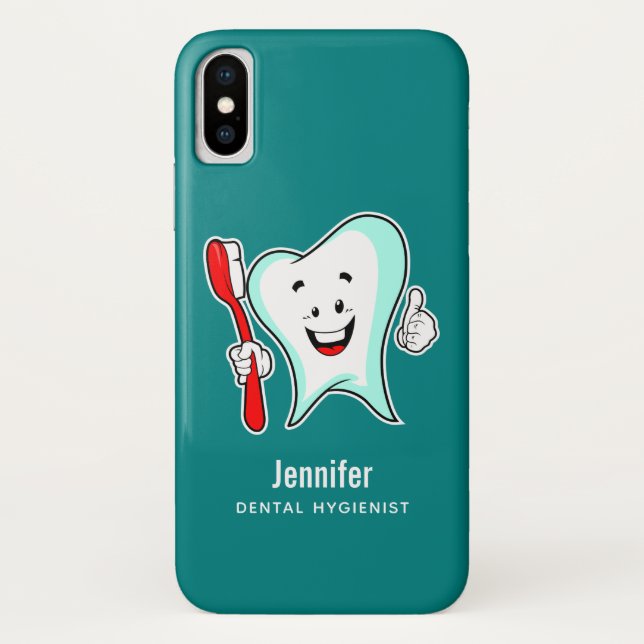 Zahnpflege - Happy Tooth mit Toothbrush Case-Mate iPhone Hülle (Rückseite)