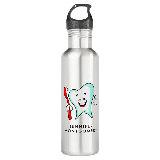 Zahnpflege - Happy Tooth mit Toothbrush Edelstahlflasche (Vorderseite)