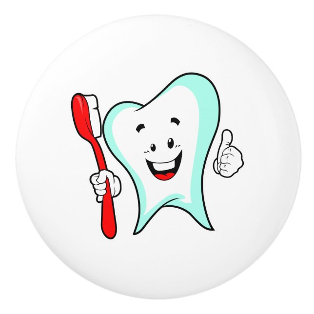 Zahnpflege - Happy Tooth mit Toothbrush Keramikknauf (Vorderseite)