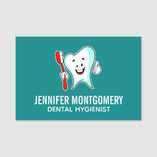 Zahnpflege - Happy Tooth mit Toothbrush Namensschild