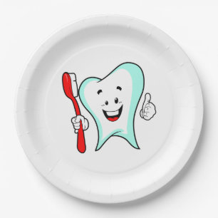 Zahnpflege - Happy Tooth mit Toothbrush Pappteller