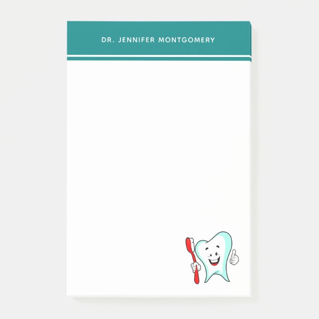 Zahnpflege - Happy Tooth mit Toothbrush Post-it Klebezettel (Vorderseite)