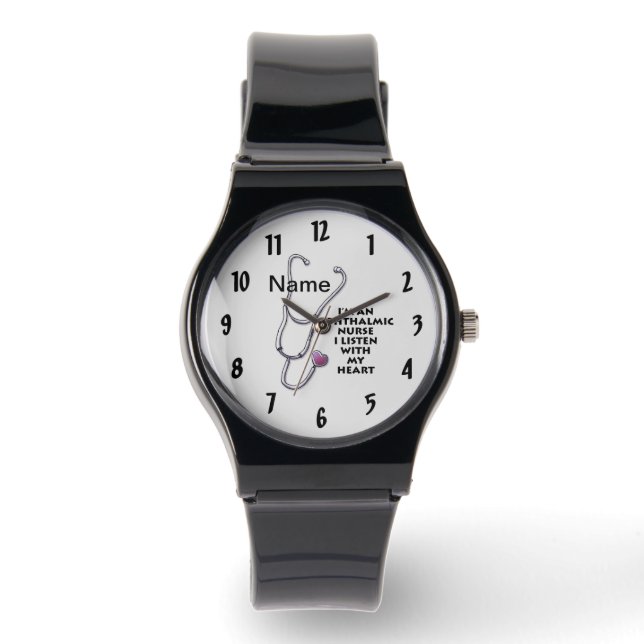 Zahnpfleger der Augenheilkunde beobachten Armbanduhr (Vorderseite)