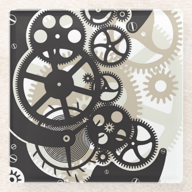 Zahnradarbeit Glasuntersetzer (Vorderseite)