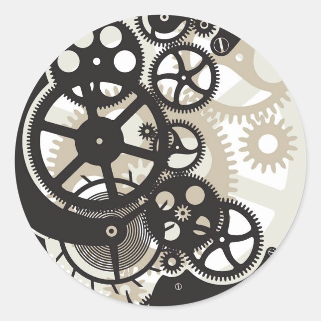 Zahnradarbeit Runder Aufkleber (Vorderseite)