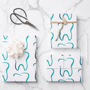 Zahnzahnmedizinisches Bildmuster Geschenkpapier Set