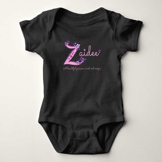 Zaidee Girls Z Name bedeutet angepasstes Baby Bekl Baby Strampler (Vorderseite)