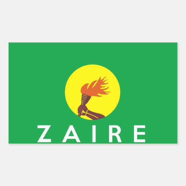 zaire congo country flagname text rechteckiger aufkleber (Vorderseite)