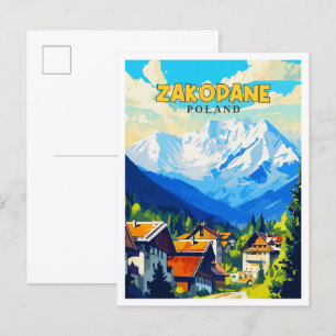 Zakopane Polen Vintage Illustration Postkarte