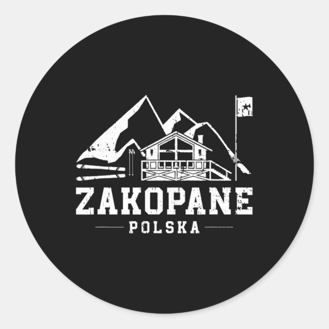 Zakopane Polska Wintersport Skifahren Snowboarden Runder Aufkleber (Vorderseite)