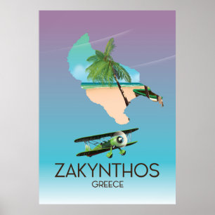 Zakynthos Griechenland Karte Reiseplakat Poster